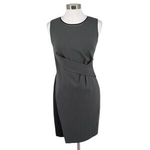 Elie Tahari Women’s Black Gray Sleeveless Draped Sheath Dress Size 4